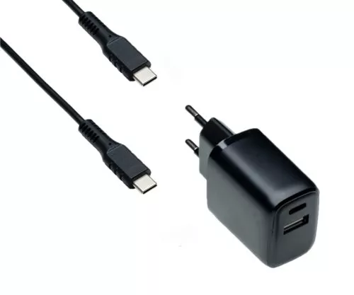 Adaptor de încărcare USB PD/QC 3.0, inclusiv cablu C-C, negru 20W, 3,6V~5,9V/3A; 6~9V/2A; 9V~12V/1,5A